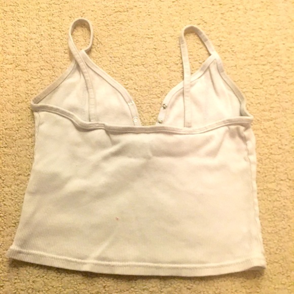 🔥3/$25🔥Topshop🔻White Spaghetti Strap Button Down Crop Camisole - Picture 2 of 3